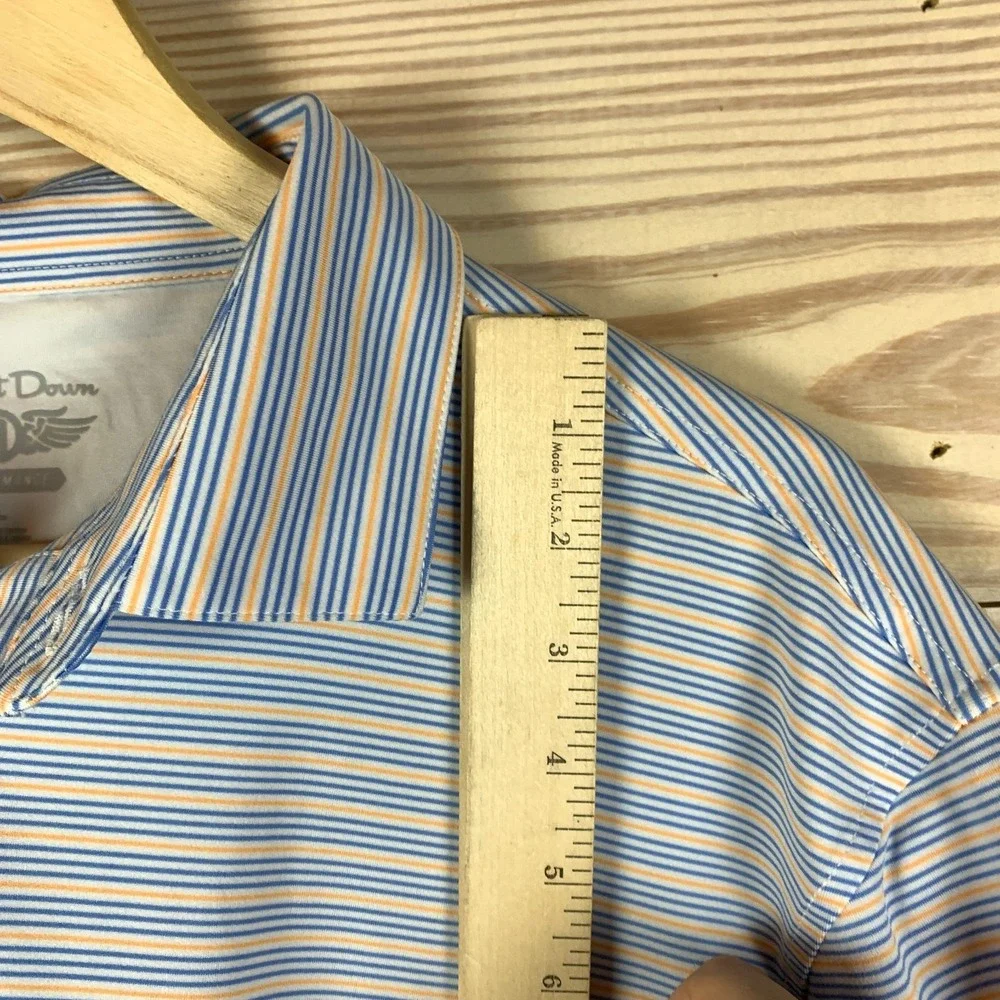 Straight‎ Down Polo Shirt Mens Large Striped Golf Performance Preppy